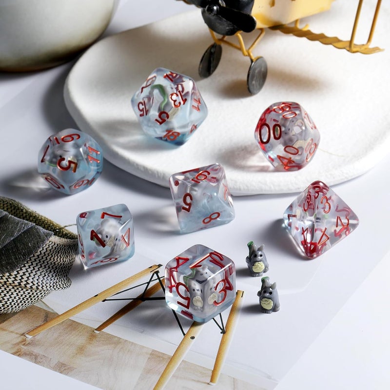 DNDND Totoro DND Dice Set, 7PCS Resin D&D Dice with Velvet Bag for Dungeons and Dragons Tabletop Games（Totoro - Image 4